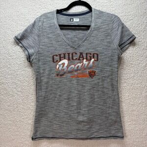 NFL Team Apparel women's Chicago Bears V-Neck T-Shirt Gray Striped Size‎ XL